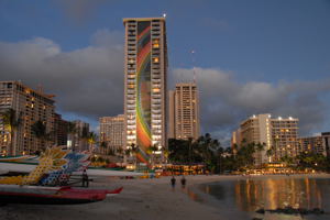 Hotel on Waikiki Beach, Oahu after Dusk